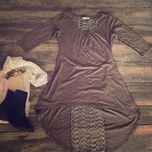 Brown high low dress with open lace back